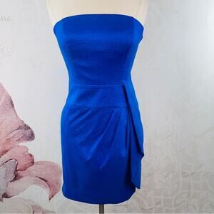 Calvin Klein blue mini strapless metallic dress size 8